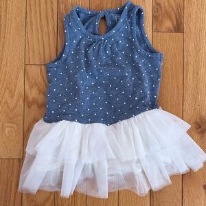 Baby Gap Blue Polka Dot Tutu Dress with White Tulle onesie